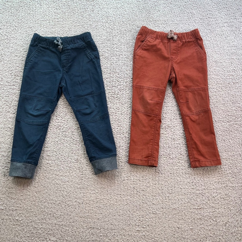 Cat & Jack Toddler Boys 3T Pants Bundle Navy Joggers Rust Skinny Chinos 2pk